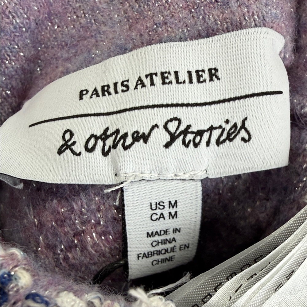 & Other Stories Lavender Tweed Cropped Button Cardigan - Picture 12 of 12